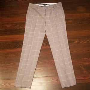 Ann Taylor Gray Pattern Linen/Cotton Crops 4 Tall
